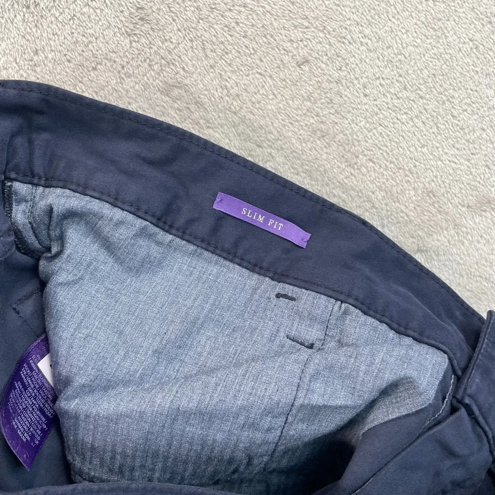 Ralph Lauren Purple Label Sateen Pants Men 38x32 Navy Slim Fit Stretch NWT $495‎